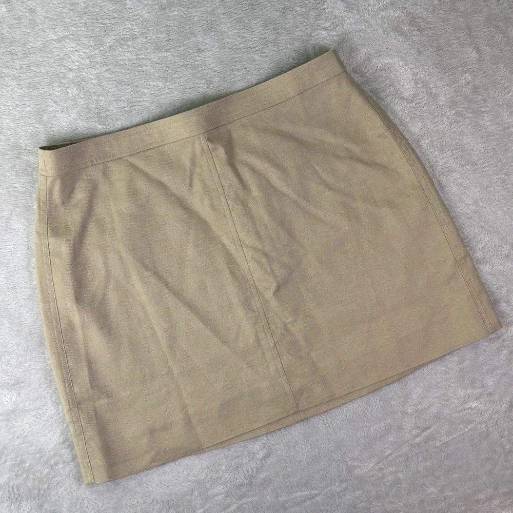 NWT J.Crew Women's Khaki Linen Blend Skirt‎ Size 10 Back Zip Office Casual Lined